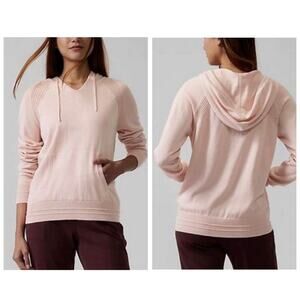 Athleta Women's Lightweight Evergreen Sweater Hoodie in Hydrangea Pink - Medium